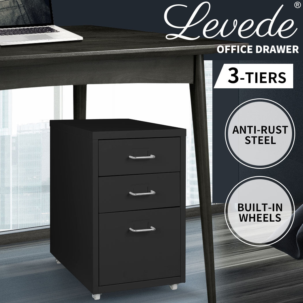 Levede 3 Drawer Office Drawers Cabinet - Levede