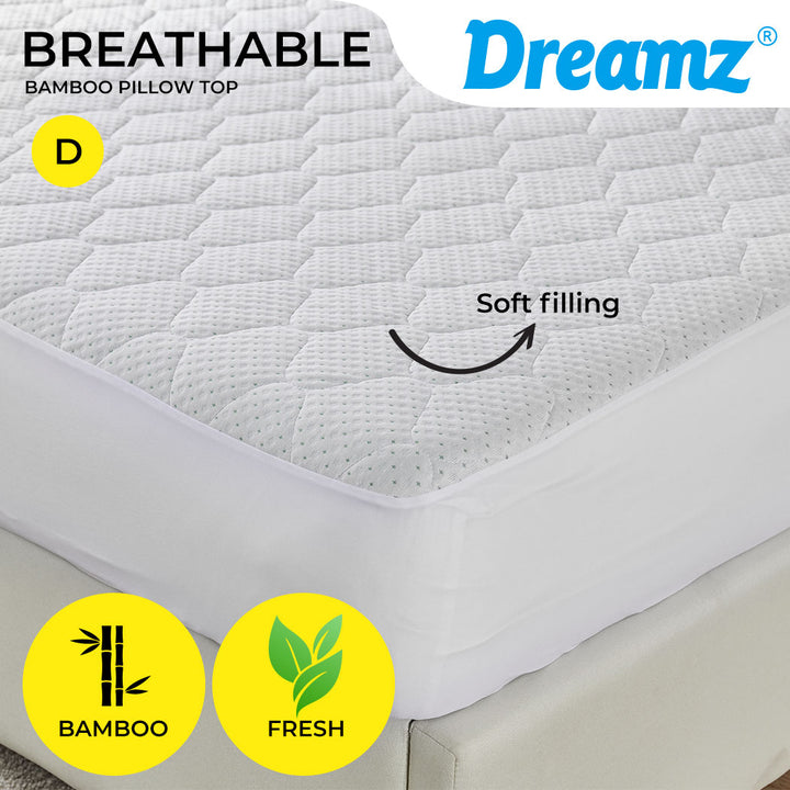 Dreamz Mattress Protector Topper Bamboo - Levede