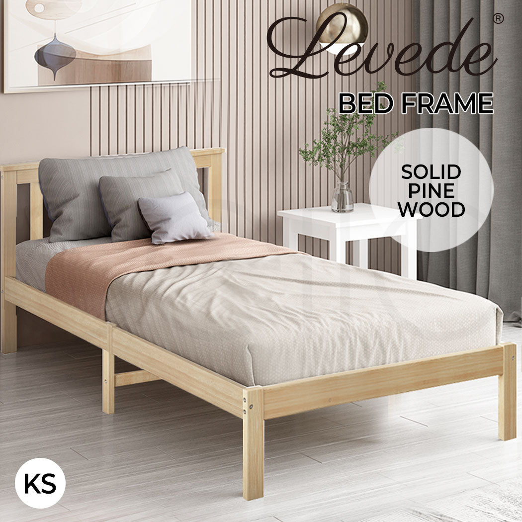 King Single Wooden Bed Frame Full Natural