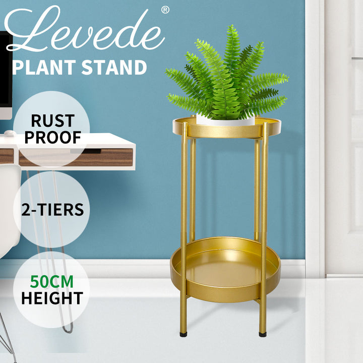 Levede 2 Tier Plant Stand Metal Flower Outdoor Indoor - Levede