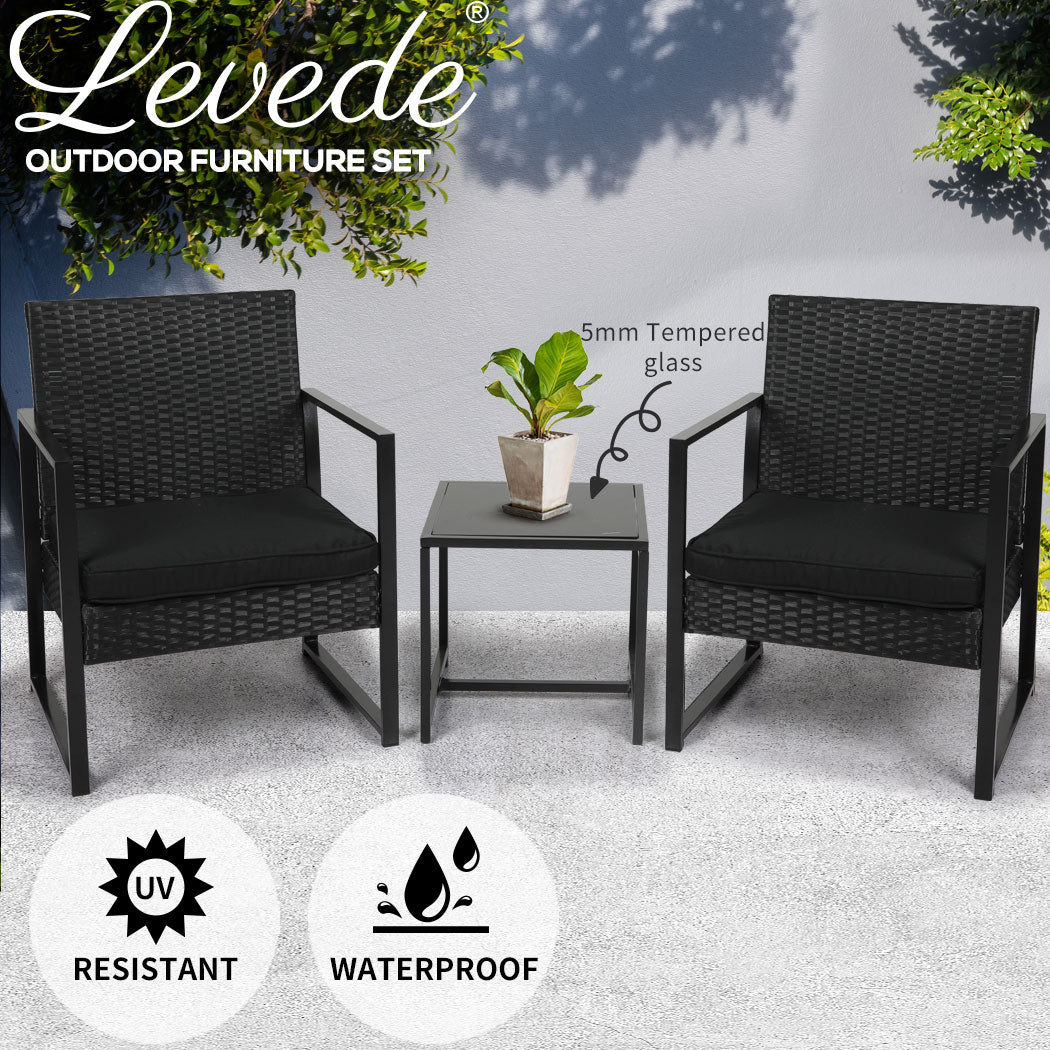 Levede 3 Pcs Outdoor Furniture Set Chair - Levede