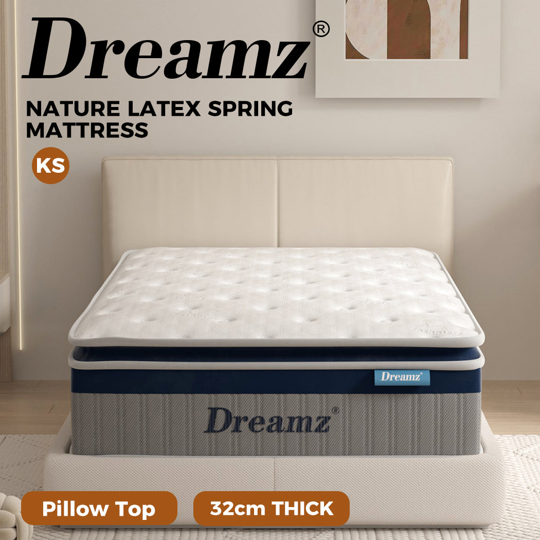 DreamZ Mattress Pillow Top 7 Zone Pocket Spring Memory Foam 32CM King Single