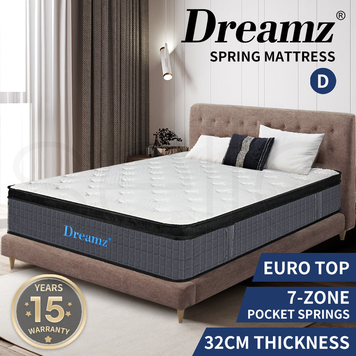 Dreamz Bedding Mattress Spring Double Size Premium Bed Top Foam Medium Firm 32CM