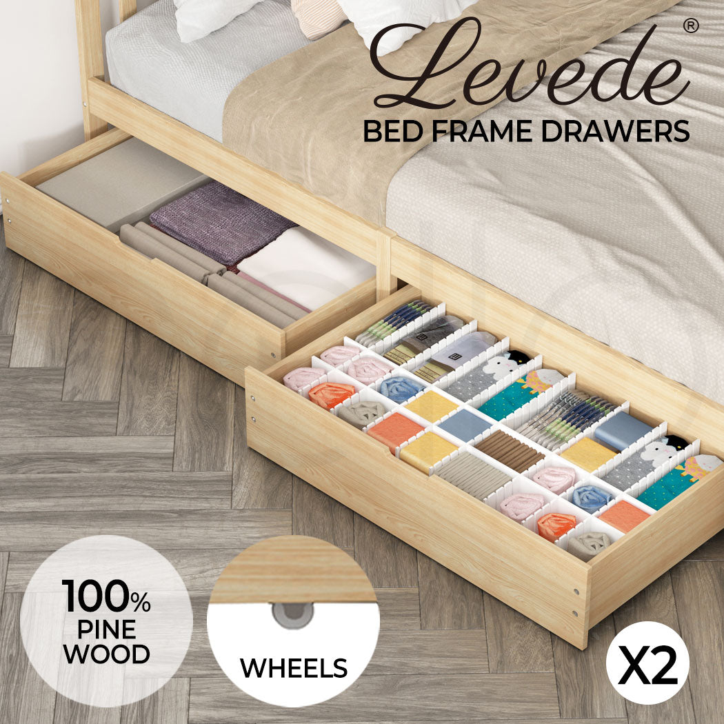 Levede 2x Bed Frame Storage Drawers - Levede