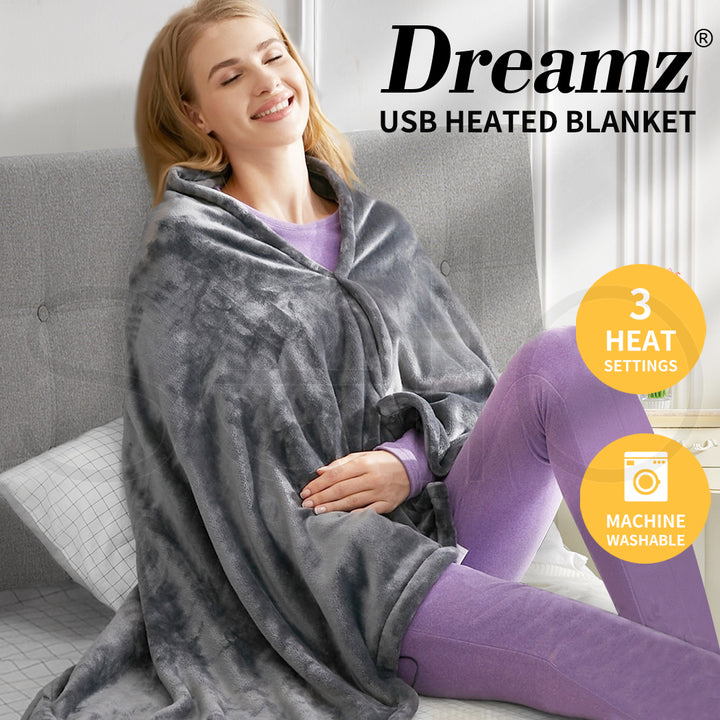 DreamZ Electric Throw Blanket Heated Grey - Levede