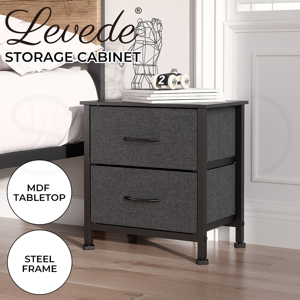 Levede Chest of 2 Drawers Bedside Table and Storage Cabinet - Levede