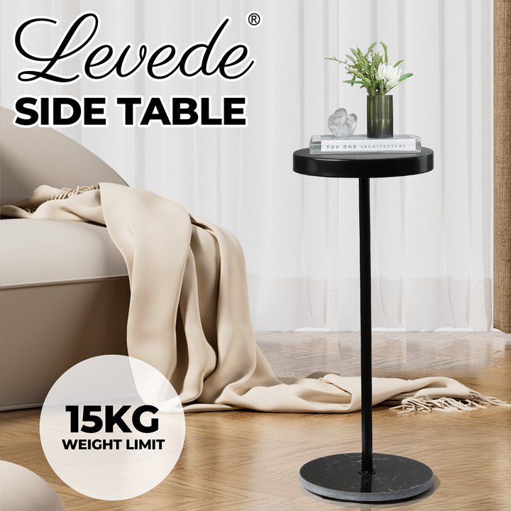 Side Table Round Tabletop Small Lightweight - Levede