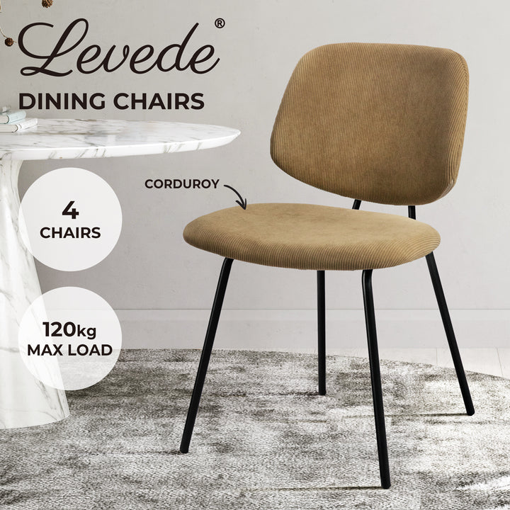 Levede 4x Dining Chairs Padded Seat Khaki - Levede