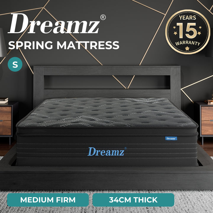 Spring Mattress Bed Pocket Egg Crate Foam Medium Firm Single Size 34cm