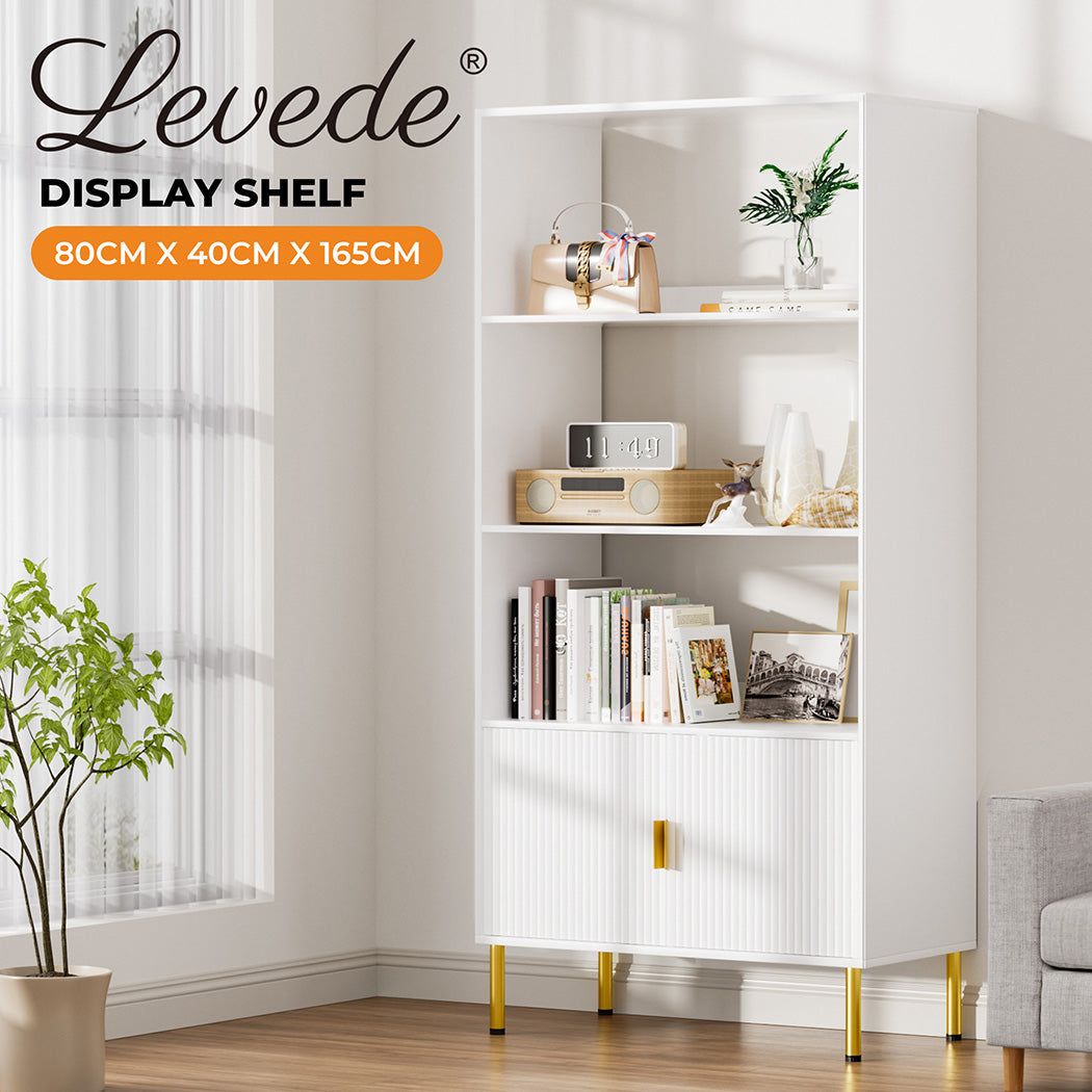 Levede Display Shelf 3 Tier Open Bookshelf 165cm Storage Cabinet Bookcase Wooden