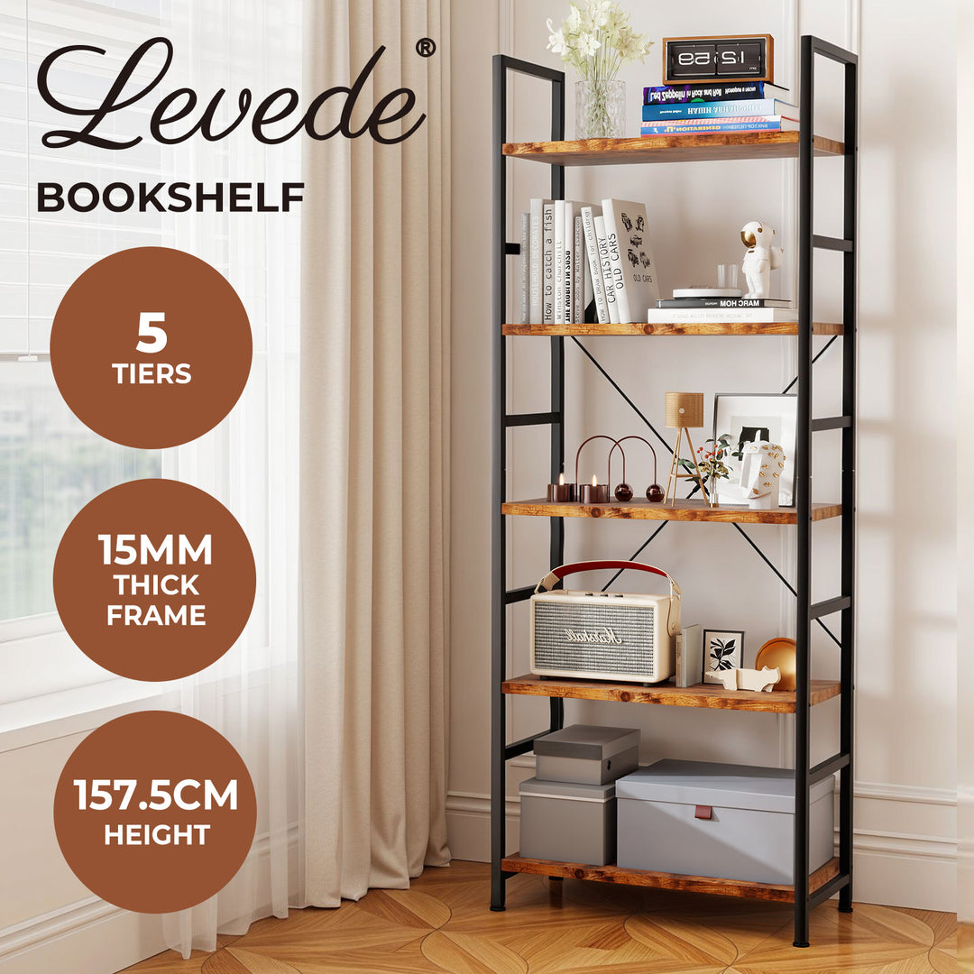 5 Tier Open Bookshelf Display Storage Unit