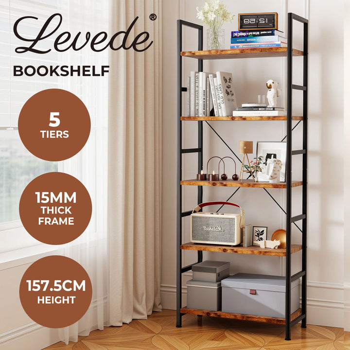 5 Tier Open Bookshelf Display Storage Unit
