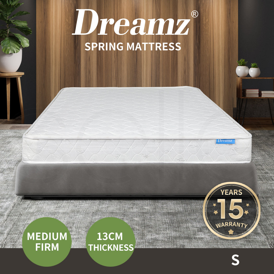 Dreamz Mattress Spring Coil Bonnell Bed Sleep Foam Medium Firm 13CM - Levede