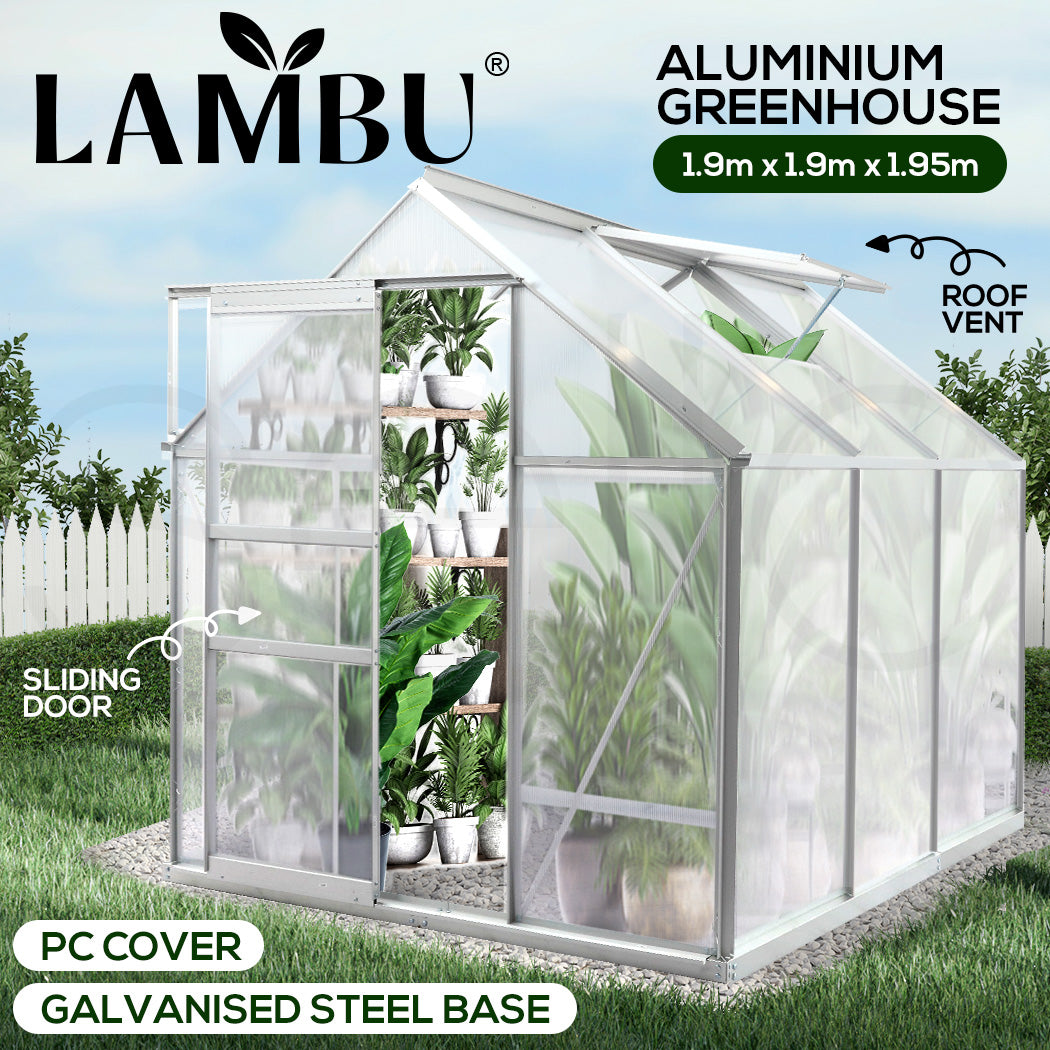 Lambu Greenhouse Aluminium Walk In Green - Levede