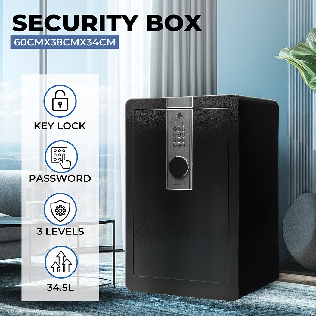 Digital Security Safe Box Key Lock Money Safe Box Home Office Waterproof 34.5L