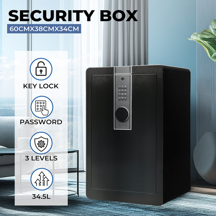 Digital Security Safe Box Key Lock Money Safe Box Home Office Waterproof 34.5L