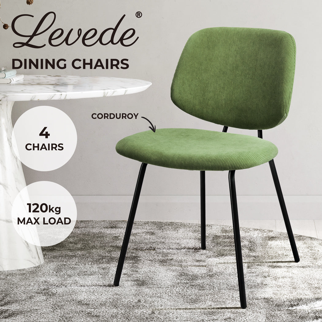Levede 4x Dining Chairs Padded Seat Green - Levede
