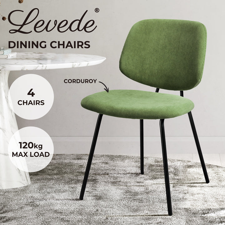 Levede 4x Dining Chairs Padded Seat Green - Levede