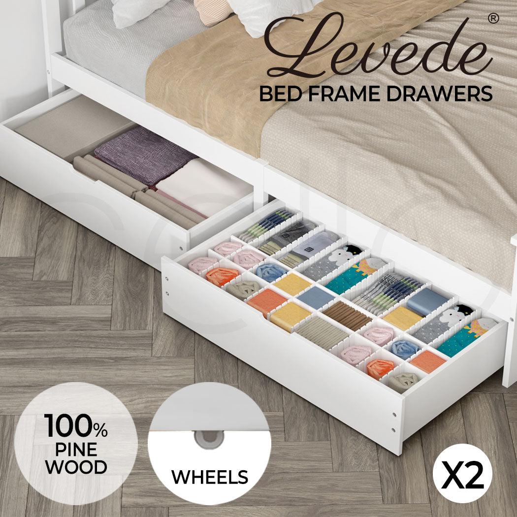 Levede 2x Bed Frame Storage Drawers - Levede