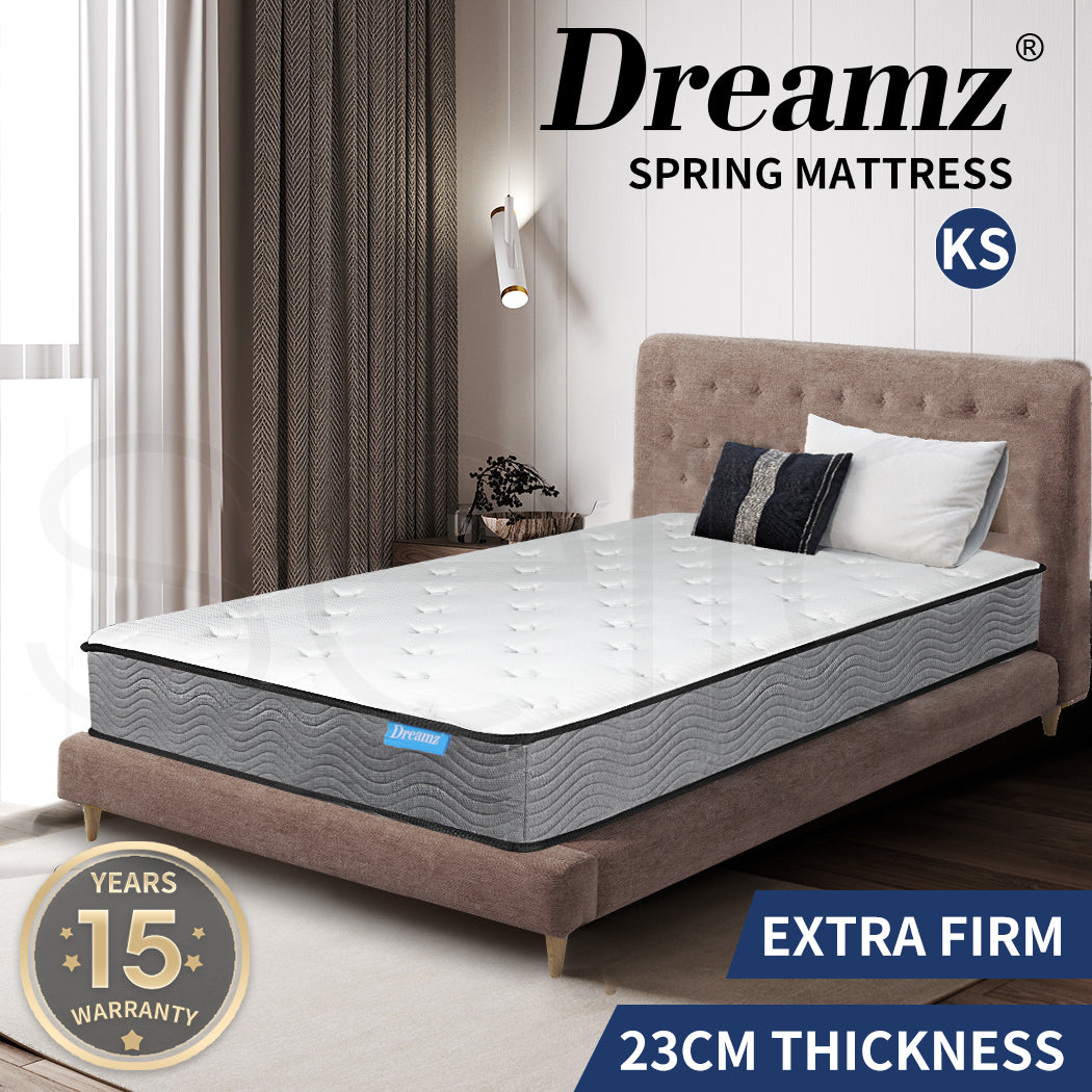 Dreamz Spring Mattress Pocket Bed Coil Sleep Foam Extra Firm King Single 23CM