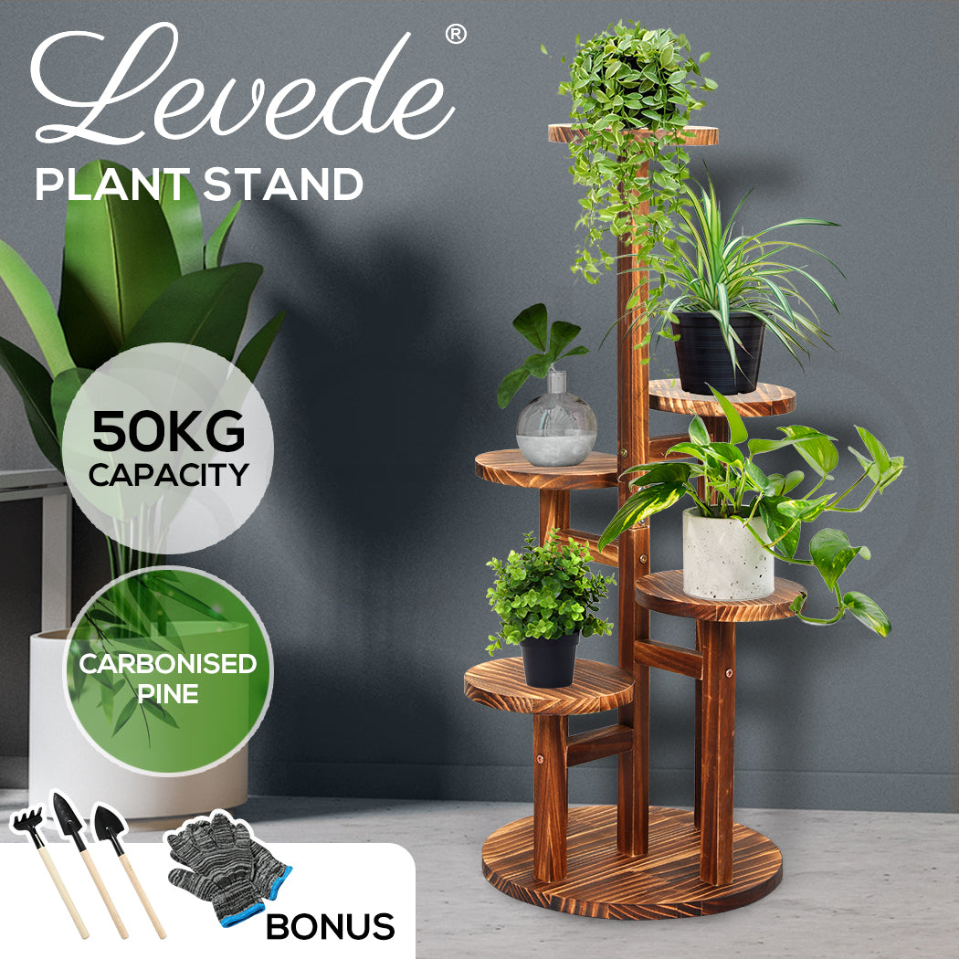 Levede 4-Tier Plant Stand Wood Wooden Pine Shelf Flower Pots Rack Indoor Garden - Levede