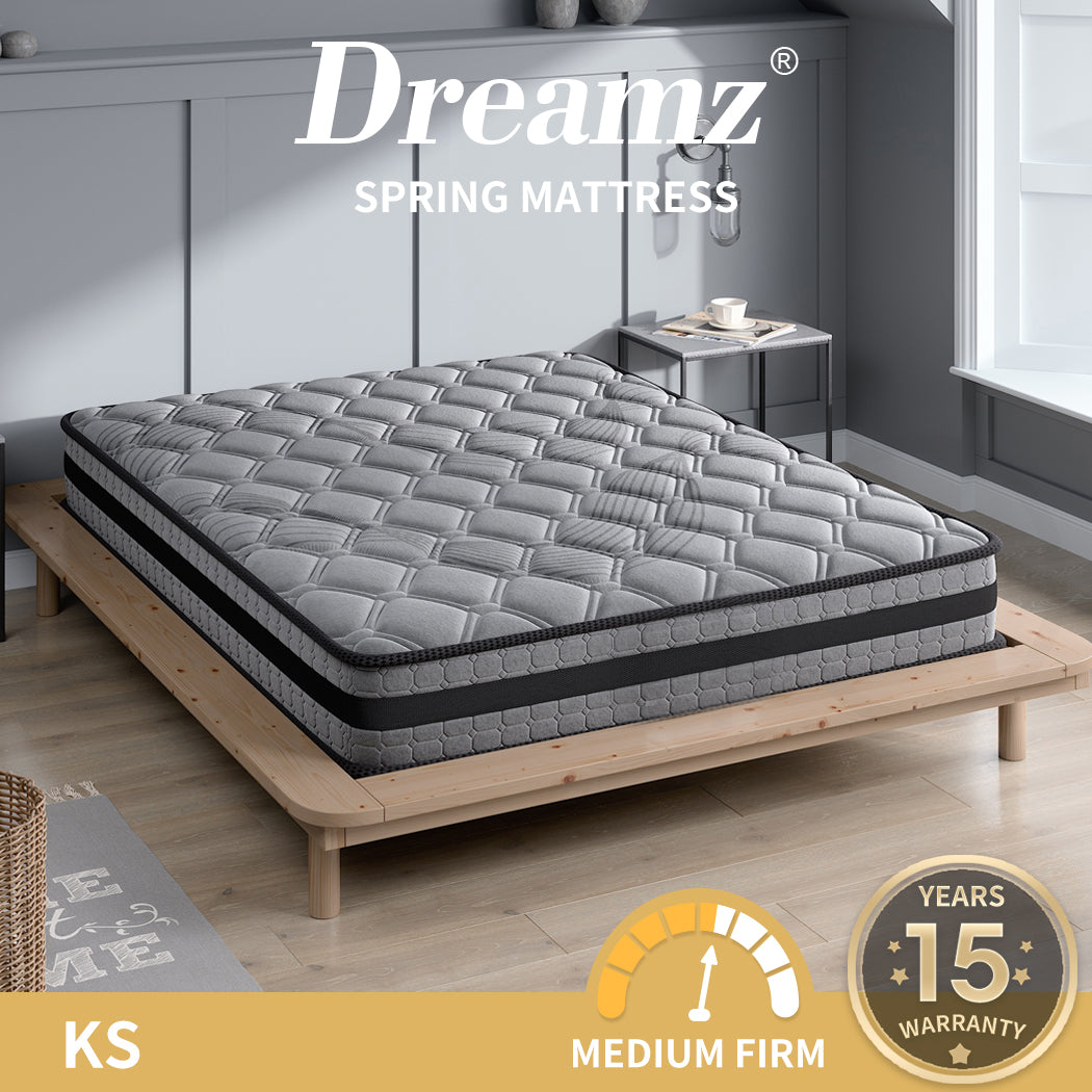 Dreamz Spring Mattress Bed Pocket Egg Crate Foam Medium Firm King Single 22CM