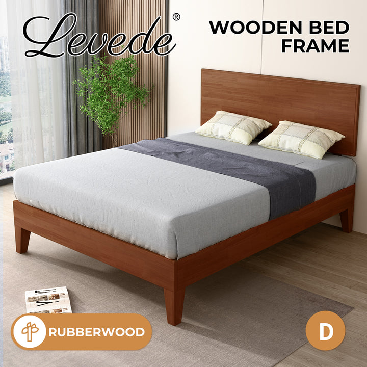 Levede Double & Queen Rubberwood Bed Frame - Levede