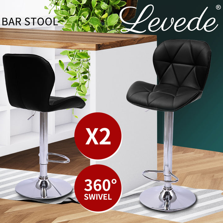 Levede 2x Bar Stool Swivel Gas Lift Kitchen Barstools - Levede