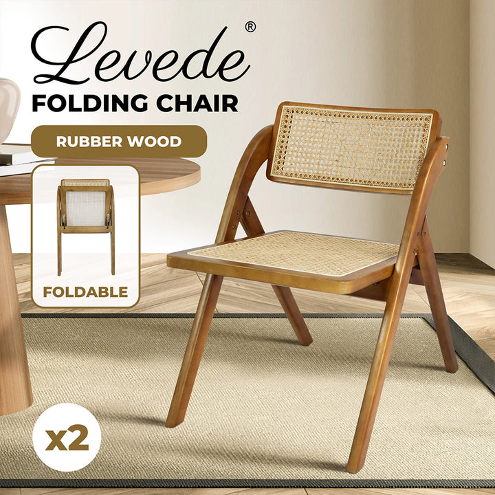 Levede 2X Foldable Accent Rattan Dining Chairs - Levede