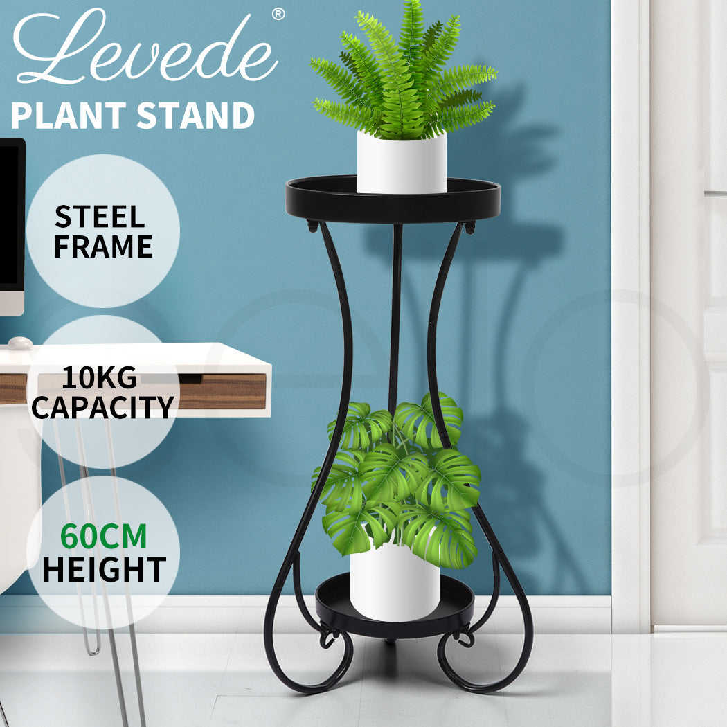 Levede Plant Stand 2 Tiers for Indoor and Outdoor Use - Medium - Levede