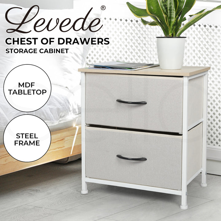 Levede Chest of 2 Drawers Bedside Table and Storage Cabinet - Levede