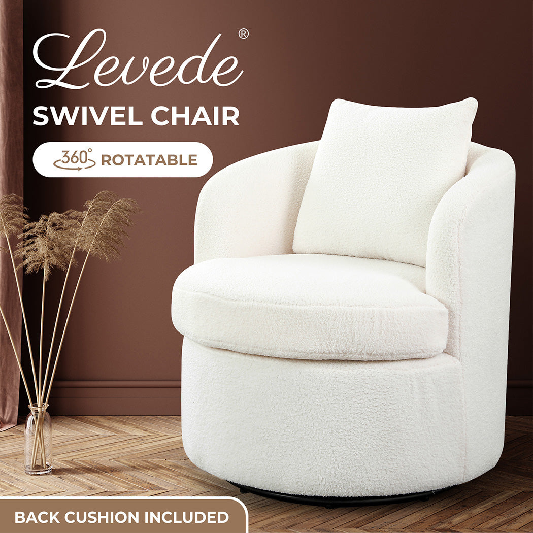 Levede Fleece Swivel Chair - Levede