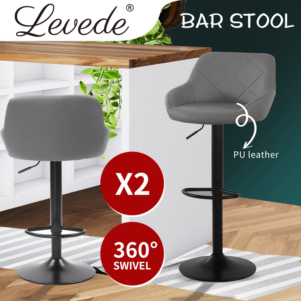 2x Bar Stools Kitchen Chairs Swivel Barstools - Levede