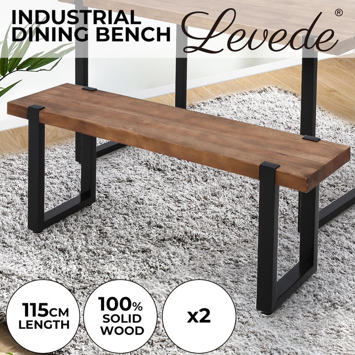 Levede 2x Dining Bench Chairs Wooden 115cm - Levede