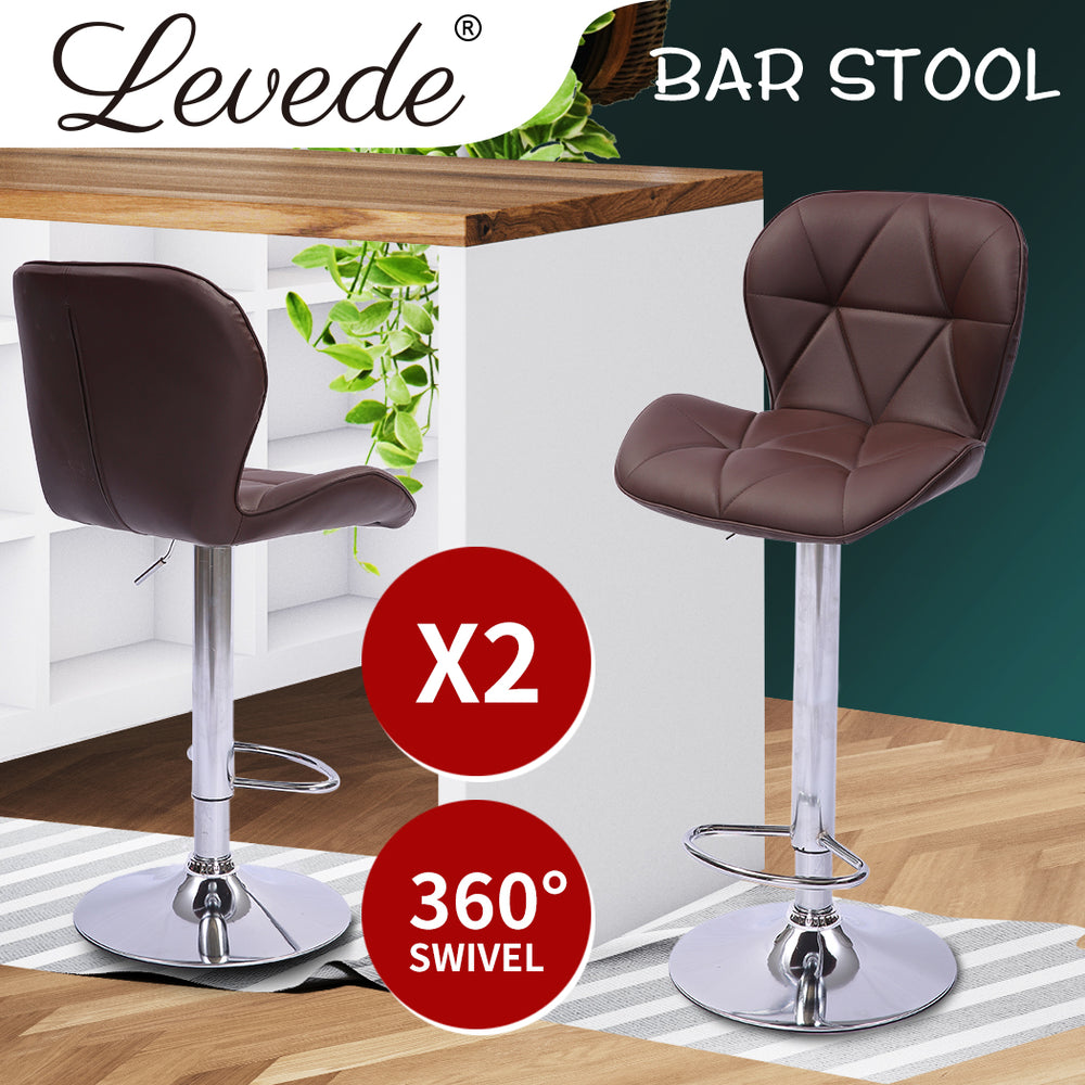 Levede 2x Bar Stool Swivel Gas Lift Kitchen Barstools - Levede