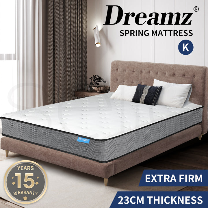 Dreamz Spring Mattress Pocket Bed Top Coil Sleep Foam Extra Firm King 23CM