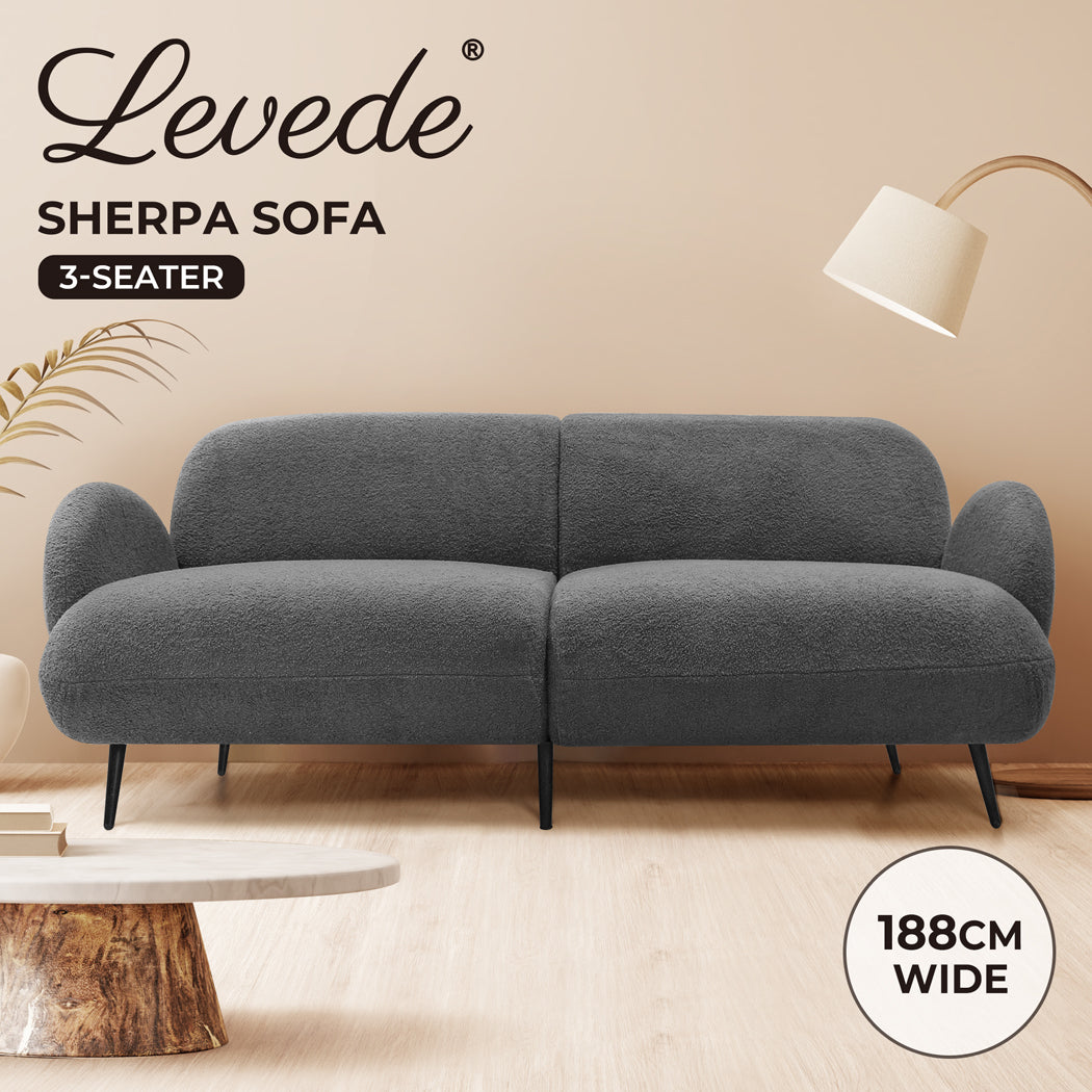 Levede Cloud Sofa 3 Seater Sherpa Fleece