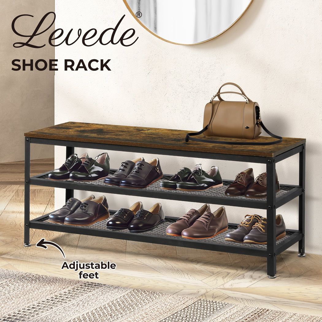 Levede 3-Tier Shoe Rack Bench Storage Cabinet - Levede