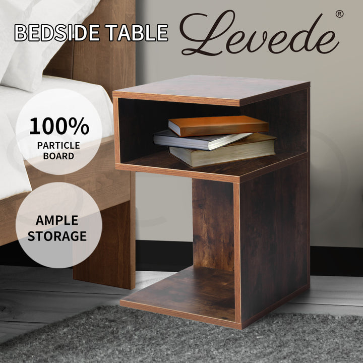 Levede Bedside Tables Drawers Side Table in Wood and Oak Finish