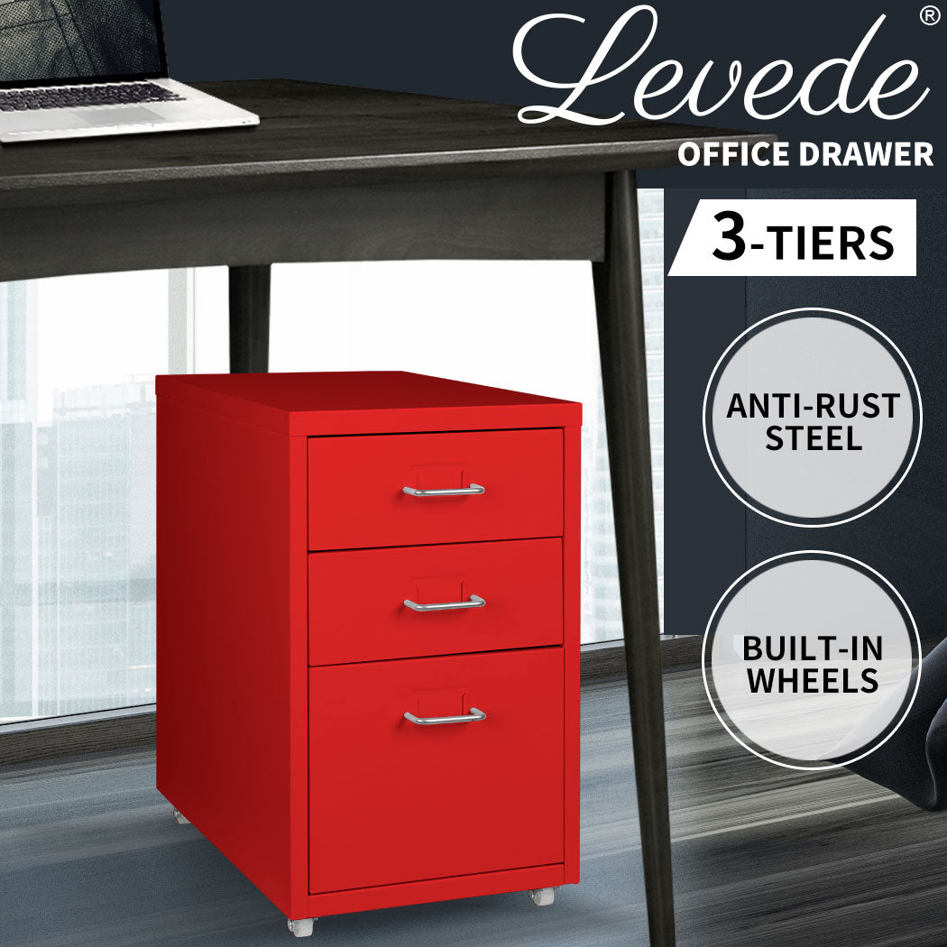 Levede 3 Drawer Office Drawers Cabinet - Levede