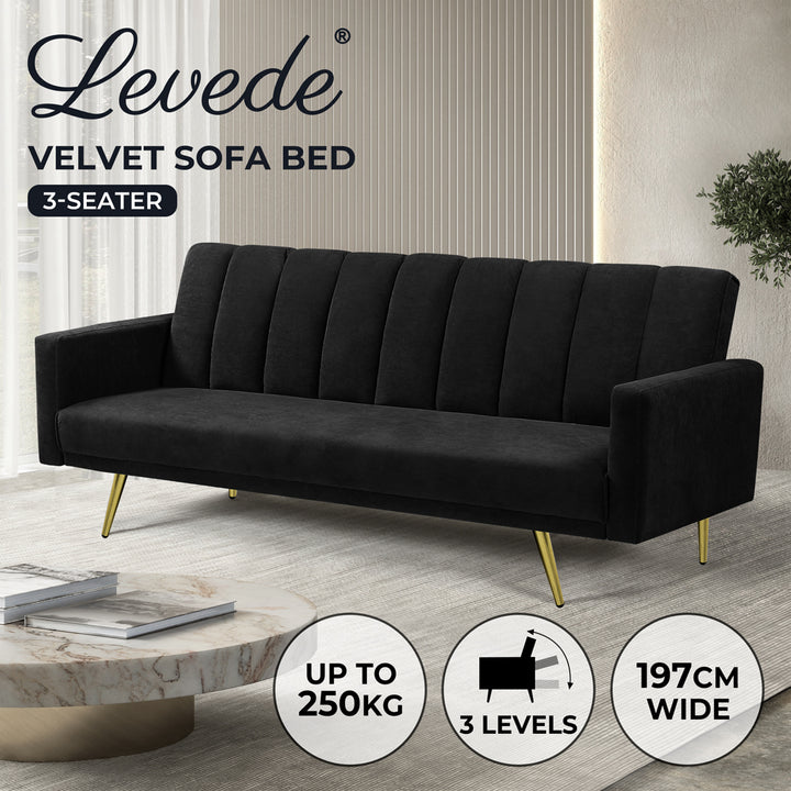 Levede Sofa Bed Convertible Velvet Lounge - Levede