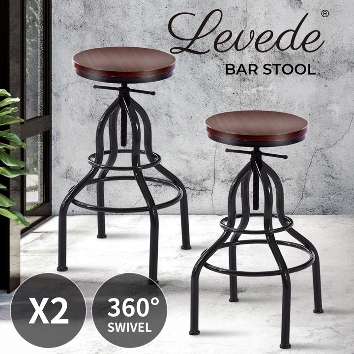 Levede 2x Industrial Bar Stools Kitchen - Levede