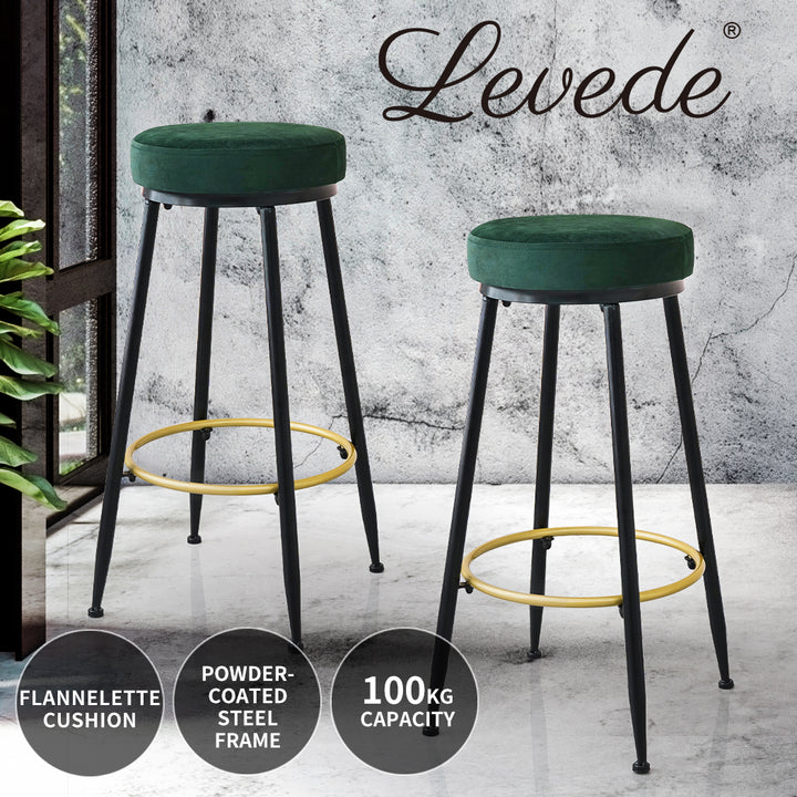 Levede 2x Bar Stools Barstools Velvet - Levede