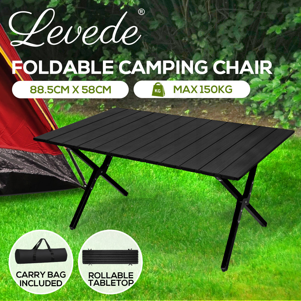 Levede Folding Camping Table Portable Black - Levede