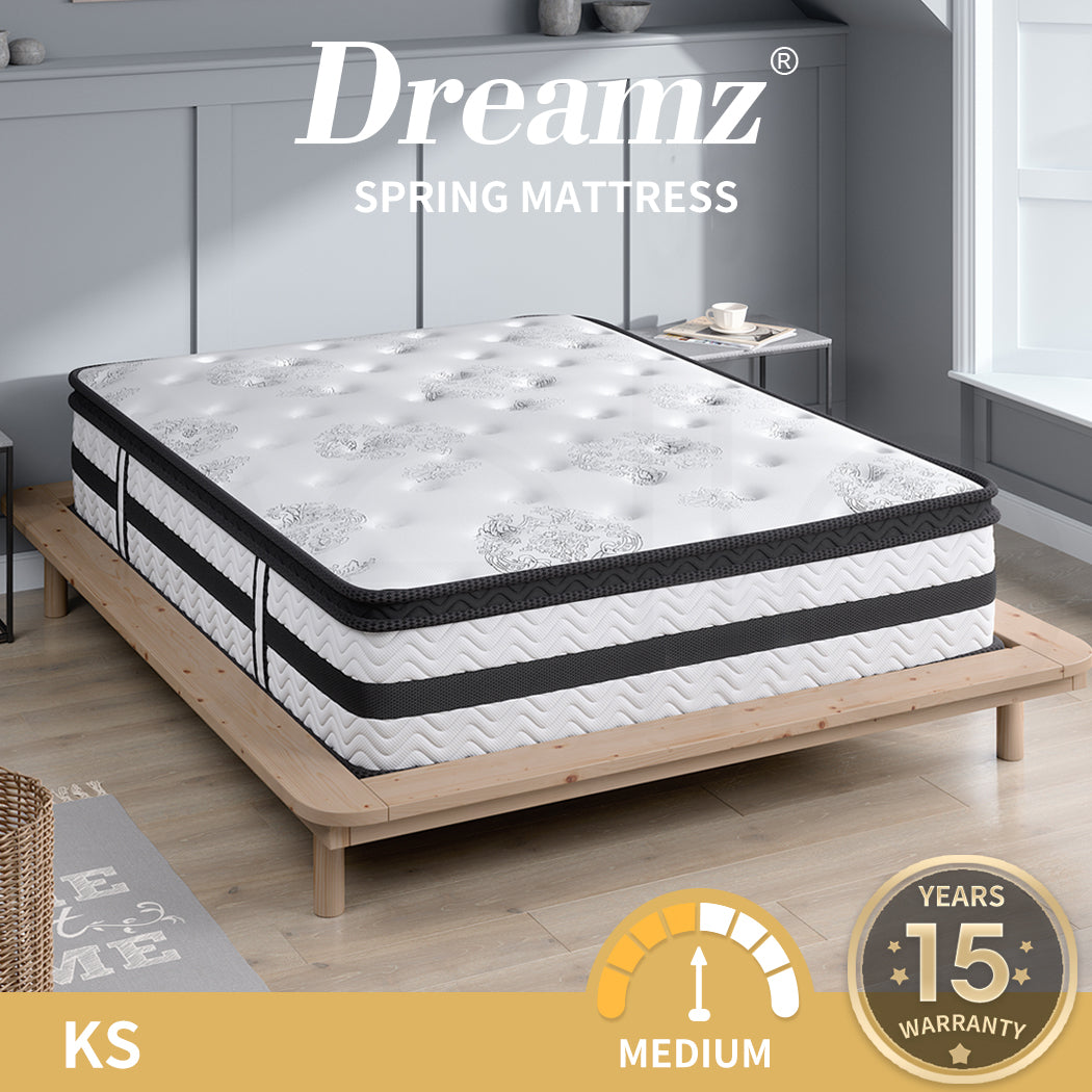 Dreamz Spring Mattress Bed Pocket Egg Crate Foam Medium Firm King Single 35CM