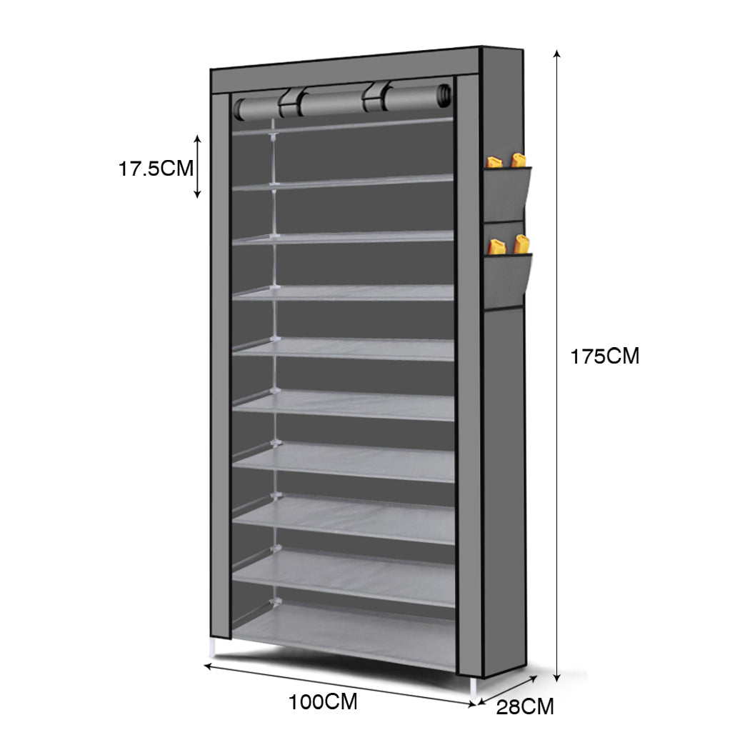 Levede 10 Tier Shoe Rack Portable Storage - 2pcs Set Options Available - Levede