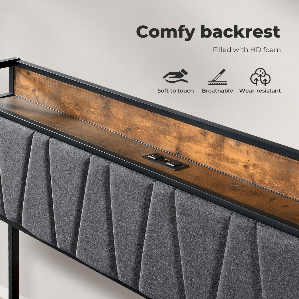 Industrial Bed Frame Headboard with HD foam
