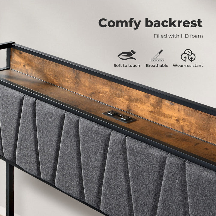 Industrial Bed Frame Headboard with HD foam