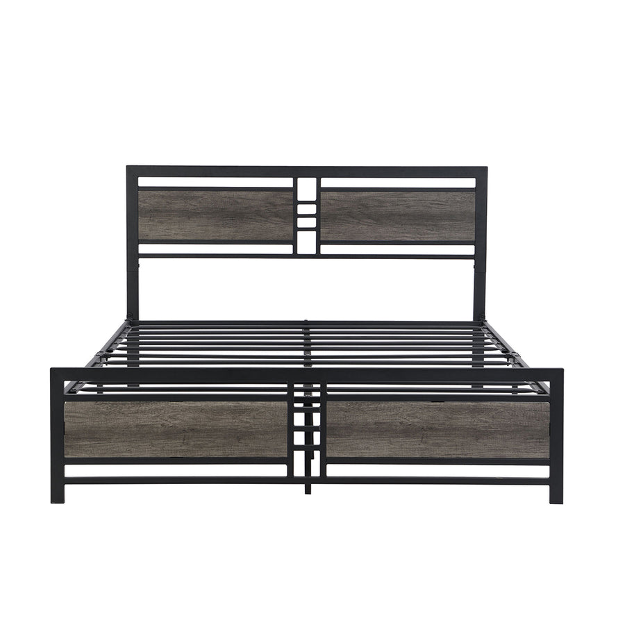 Industrial Queen Bed Frame - Dark Grey