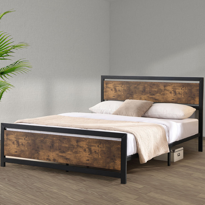 Industrial Rustic Metal Bed Frame in bedroom